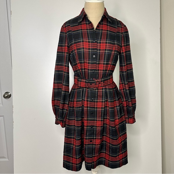 cremieux red plaid belted shirt dress 2 - Picture 16 of 16